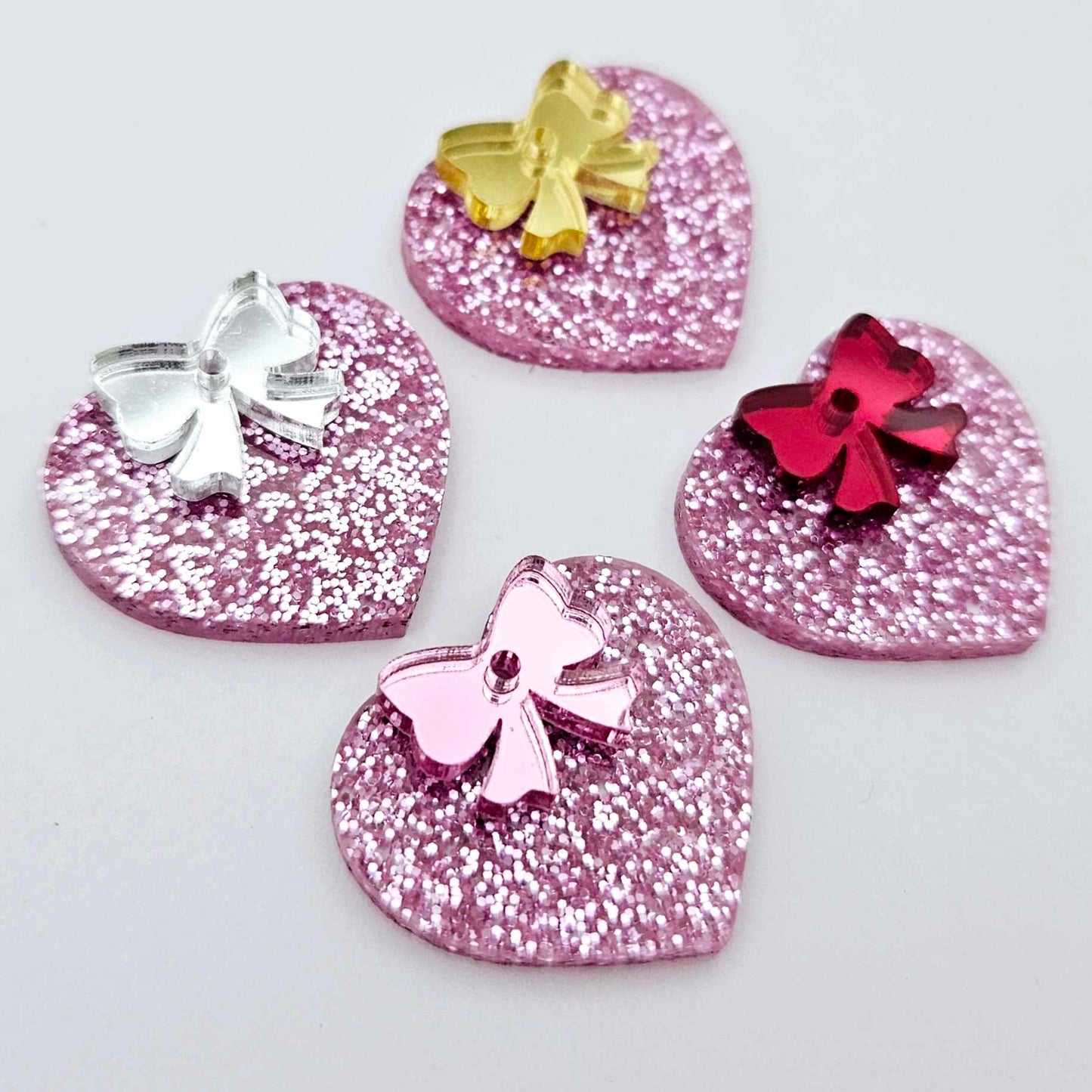 25mm pink glitter hearts DIY earring supplies laser cut acrylic dangles blanks Valentine's Day