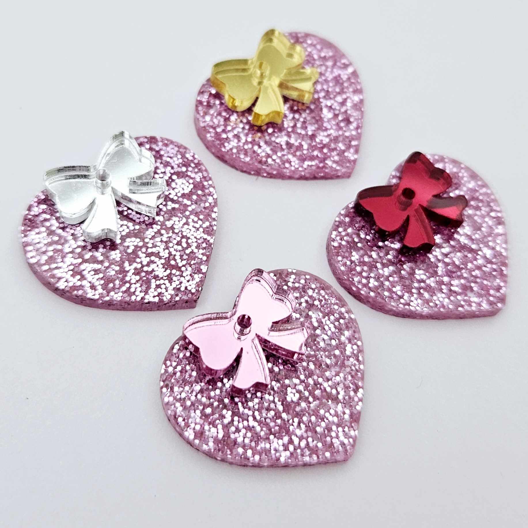 25mm pink glitter hearts DIY earring supplies laser cut acrylic dangles blanks Valentine's Day