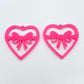 35mm hot pink heart bows DIY earring supplies laser cut acrylic dangles blanks Valentine's Day