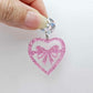 35mm pink glitter heart bows DIY earring supplies laser cut acrylic dangles blanks Valentine's Day