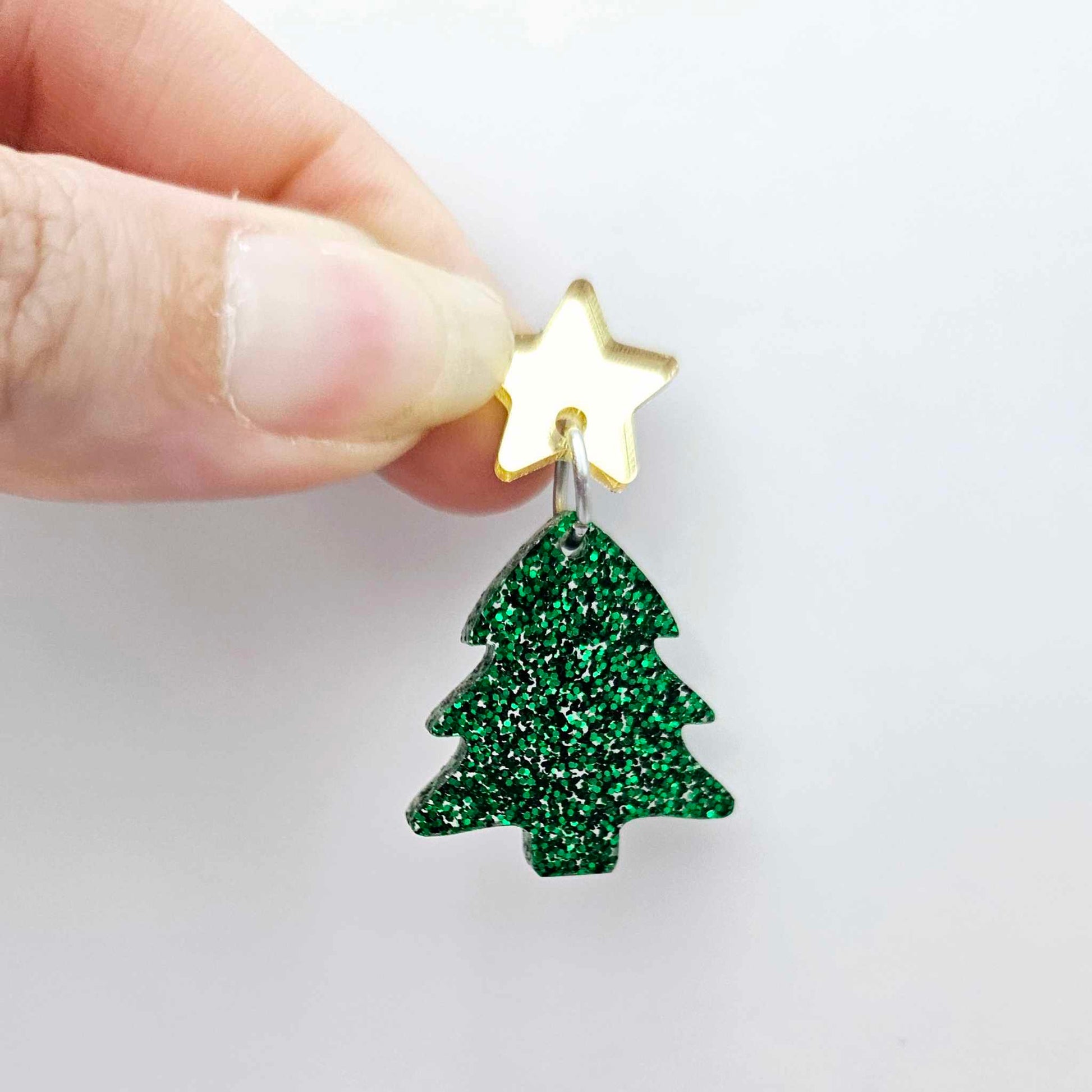 14mm gold mirror star toppers studs DIY earring supplies laser cut acrylic blanks Christmas