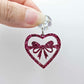 35mm hot pink glitter heart bows DIY earring supplies laser cut acrylic dangles blanks Valentine's Day