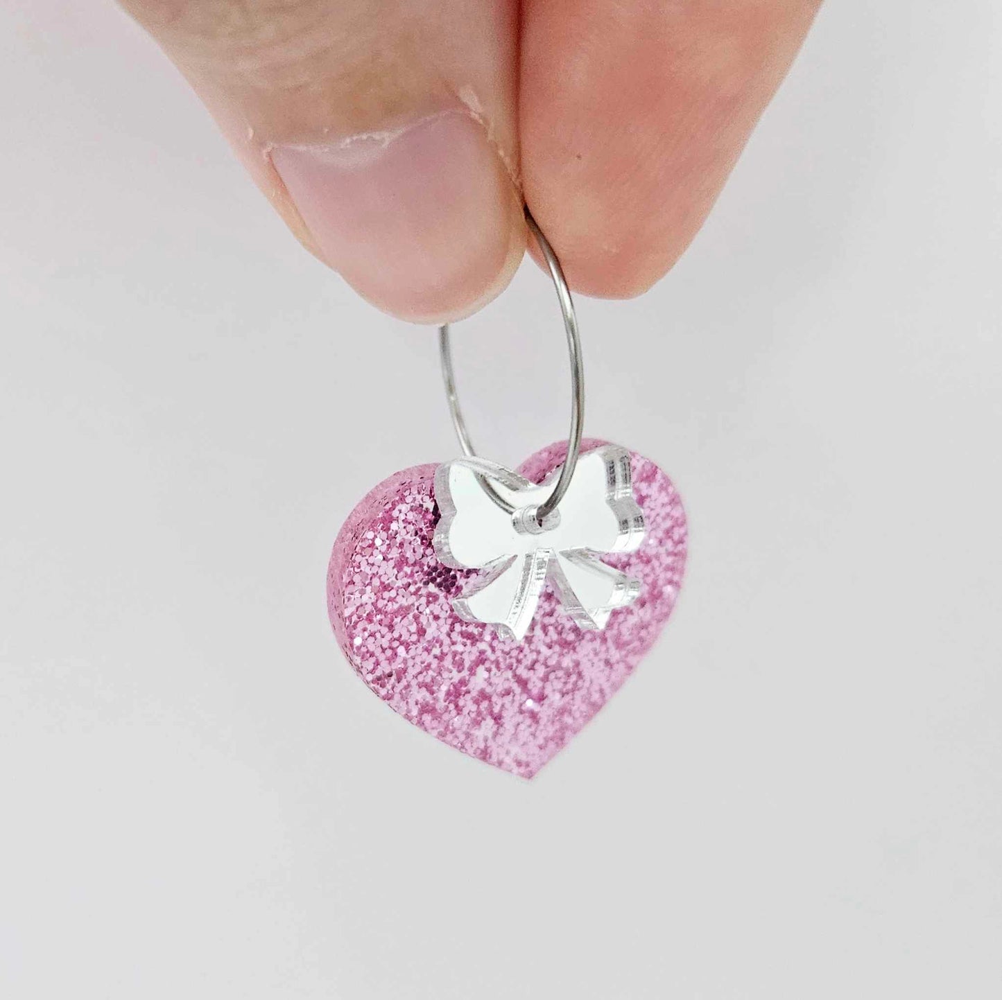 25mm pink glitter hearts DIY earring supplies laser cut acrylic dangles blanks Valentine's Day