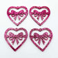 35mm hot pink glitter heart bows DIY earring supplies laser cut acrylic dangles blanks Valentine's Day