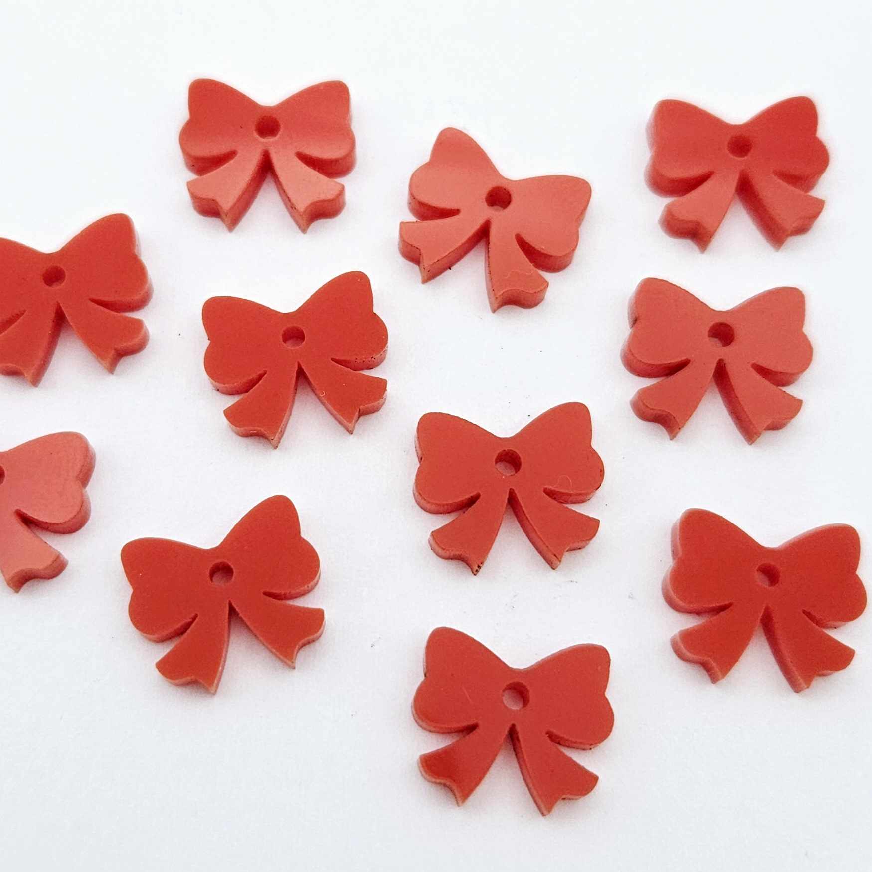 solid red bows ribbon Christmas Valentine's Day DIY earring supplies laser cut acrylic dangles blanks accompaniments