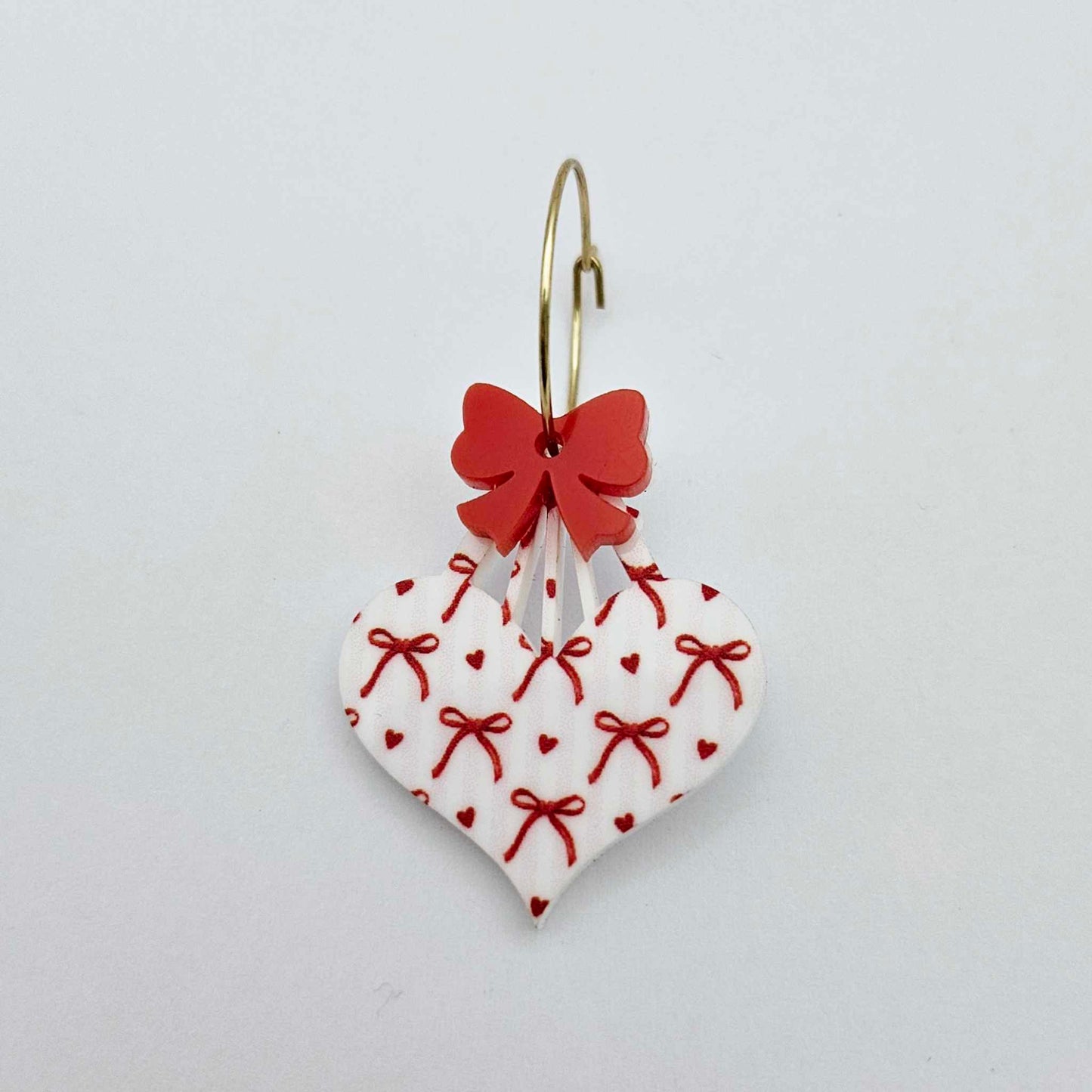 35mm cotton candy bows UV printed hearts DIY earring supplies laser cut acrylic dangles blanks Valentine's Day