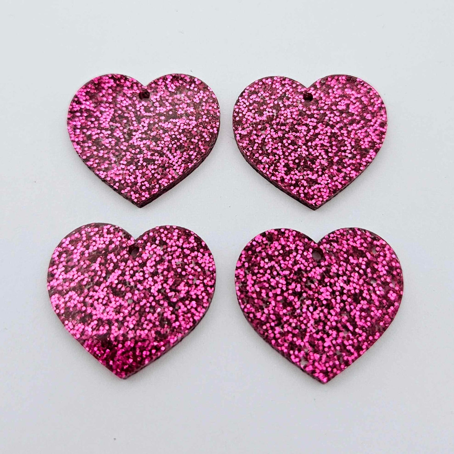 25mm hot pink glitter hearts DIY earring supplies laser cut acrylic dangles blanks Valentine's Day
