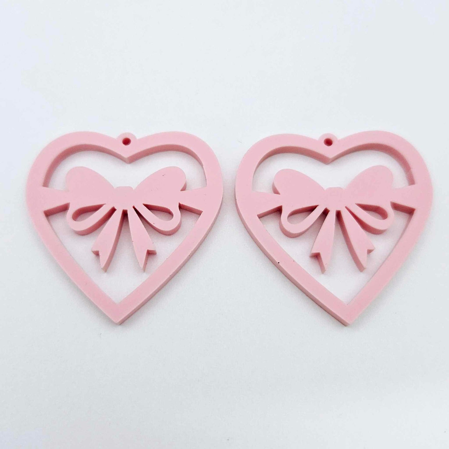 35mm pastel pink heart bows DIY earring supplies laser cut acrylic dangles blanks Valentine's Day