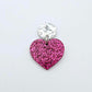 25mm hot pink glitter hearts DIY earring supplies laser cut acrylic dangles blanks Valentine's Day