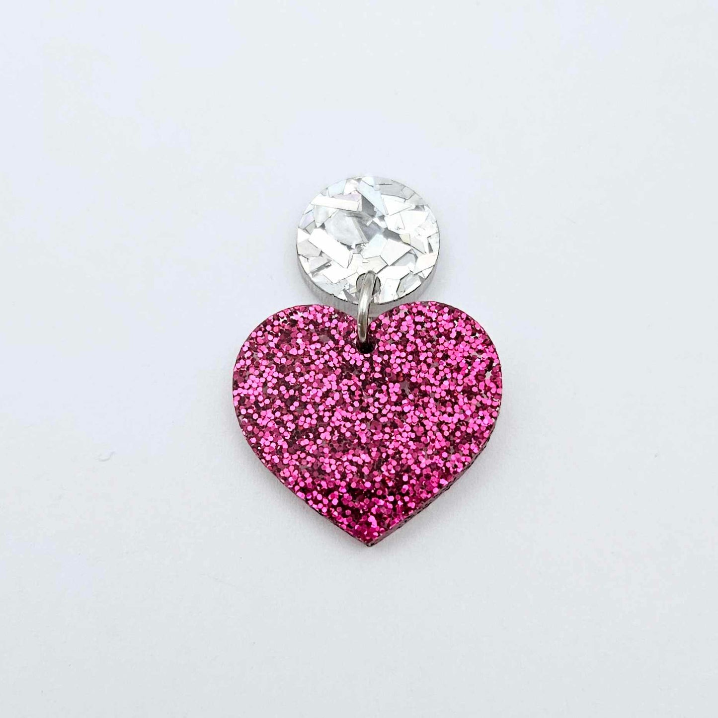 25mm hot pink glitter hearts DIY earring supplies laser cut acrylic dangles blanks Valentine's Day