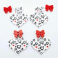 35mm black and red hearts UV printed hearts bows ribbon DIY earring supplies laser cut acrylic dangles blanks Valentine's Day