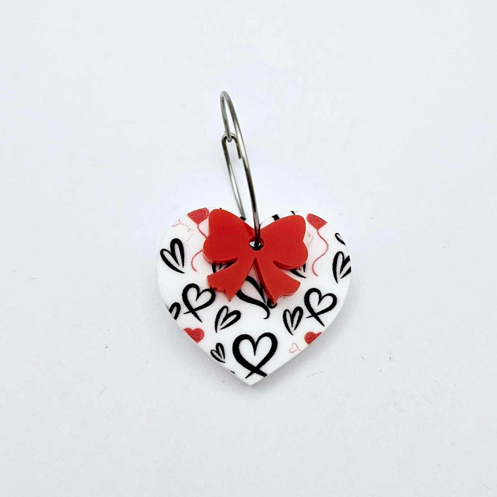 25mm black and red hearts UV printed hearts bows DIY earring supplies laser cut acrylic dangles blanks Valentine's Day