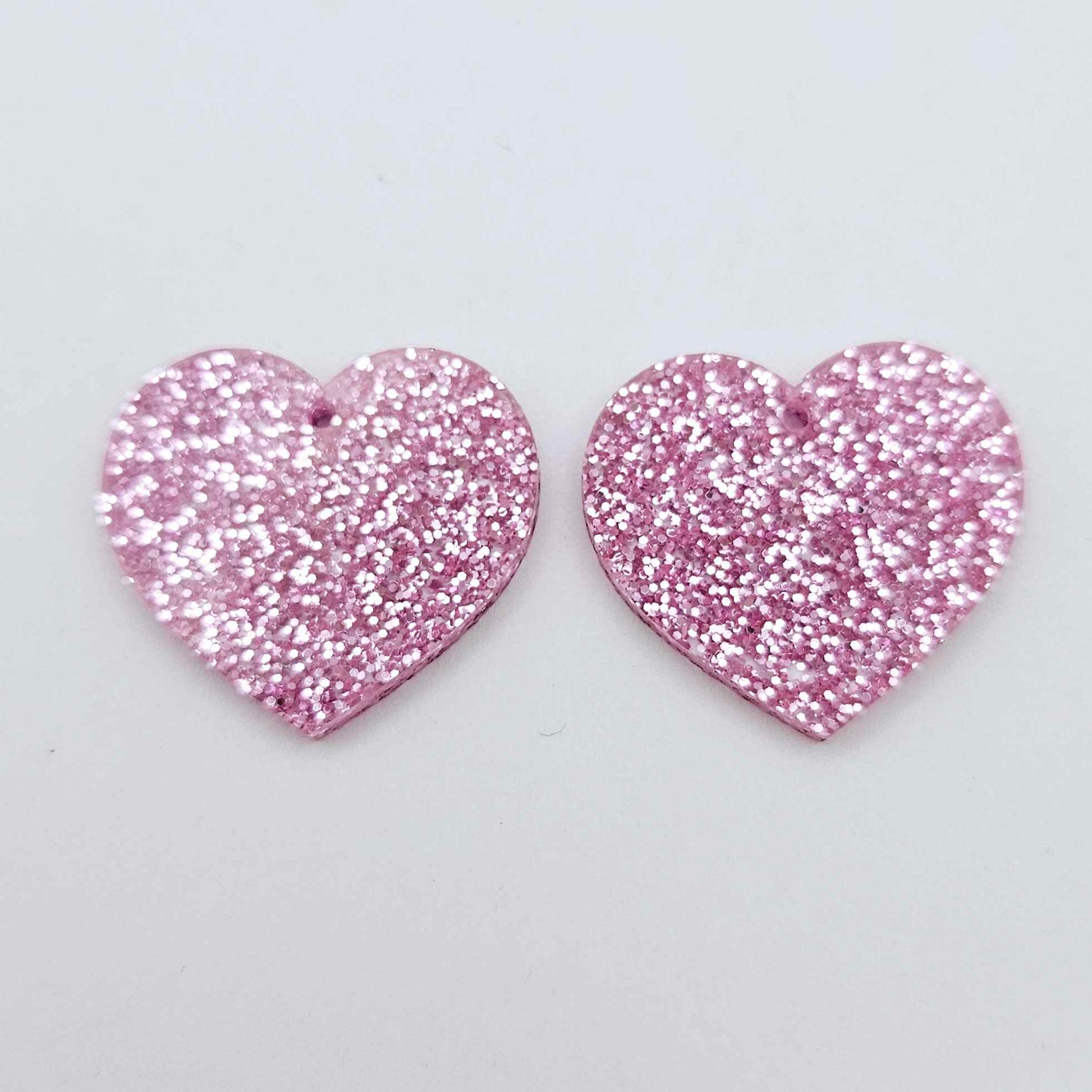 25mm pink glitter hearts DIY earring supplies laser cut acrylic dangles blanks Valentine's Day