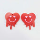 35mm solid red acrylic melting hearts DIY earring supplies blanks laser cut engraved paint fill Valentine's Day
