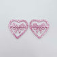 35mm pink glitter heart bows DIY earring supplies laser cut acrylic dangles blanks Valentine's Day
