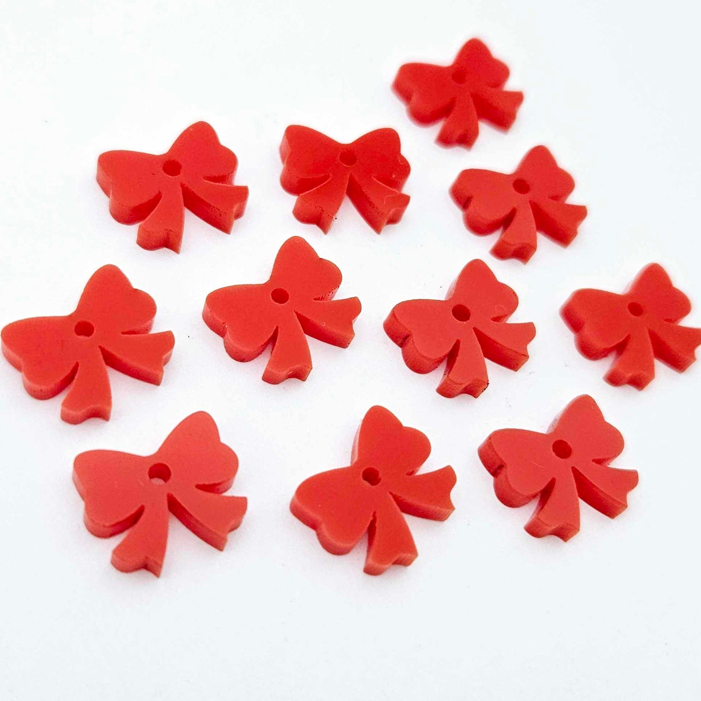 solid red bows ribbon Christmas Valentine's Day DIY earring supplies laser cut acrylic dangles blanks accompaniments