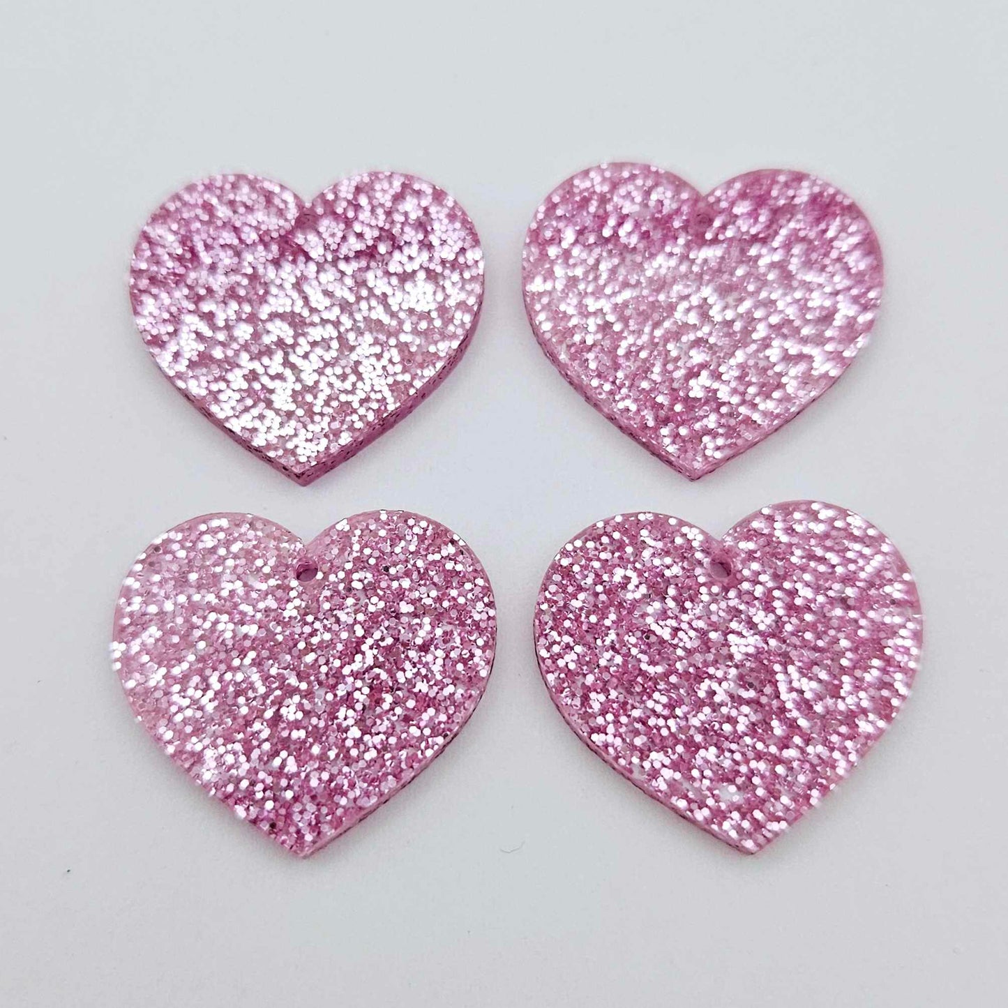 25mm pink glitter hearts DIY earring supplies laser cut acrylic dangles blanks Valentine's Day