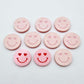 18mm pastel pink acrylic heart eye emoji DIY earring supplies studs blanks laser cut engraved paint fill Valentine's Day