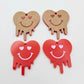 35mm solid red acrylic melting hearts DIY earring supplies blanks laser cut engraved paint fill Valentine's Day