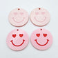32mm pastel pink acrylic heart eye emoji DIY earring supplies dangles blanks laser cut engraved paint fill Valentine's Day