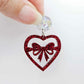 35mm red glitter heart bows DIY earring supplies laser cut acrylic dangles blanks Valentine's Day