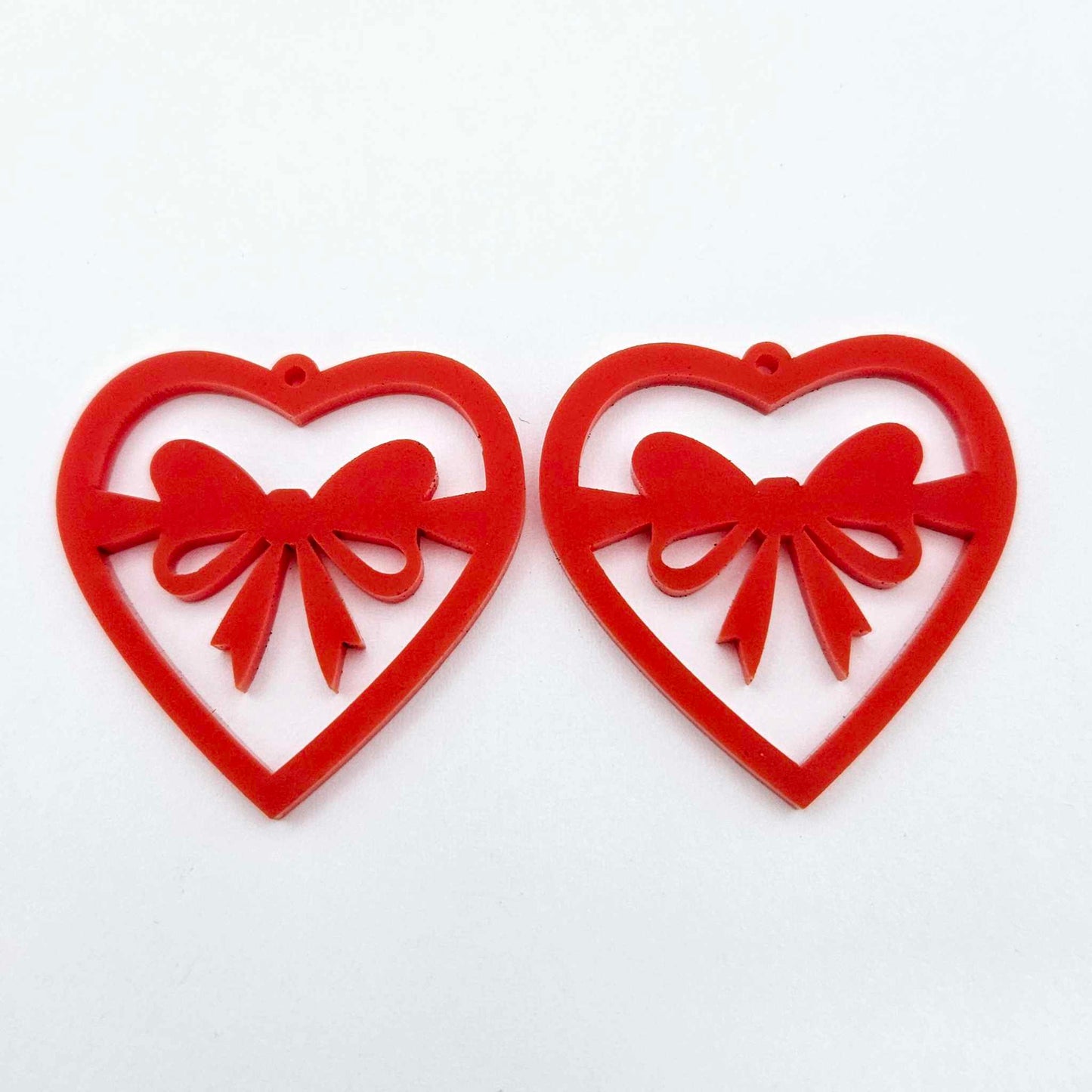 35mm red heart bows DIY earring supplies laser cut acrylic dangles blanks Valentine's Day