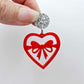 35mm red heart bows DIY earring supplies laser cut acrylic dangles blanks Valentine's Day