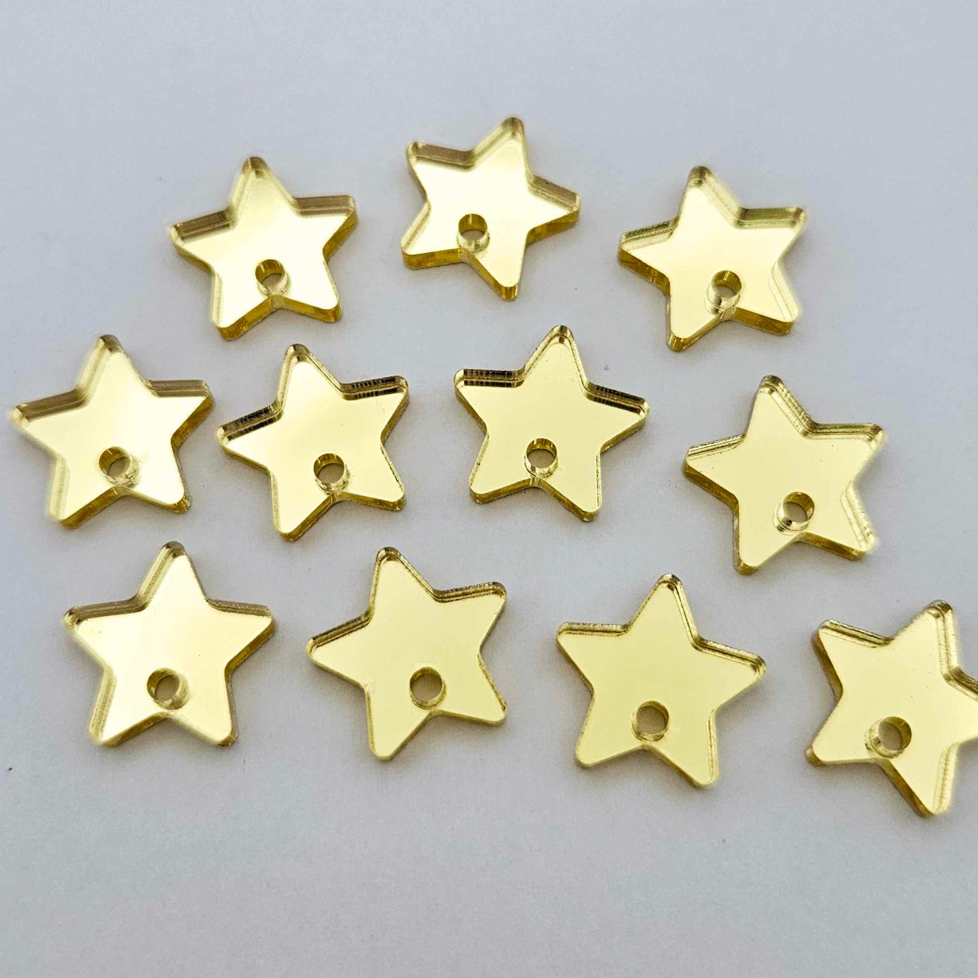 14mm gold mirror star toppers studs DIY earring supplies laser cut acrylic blanks Christmas