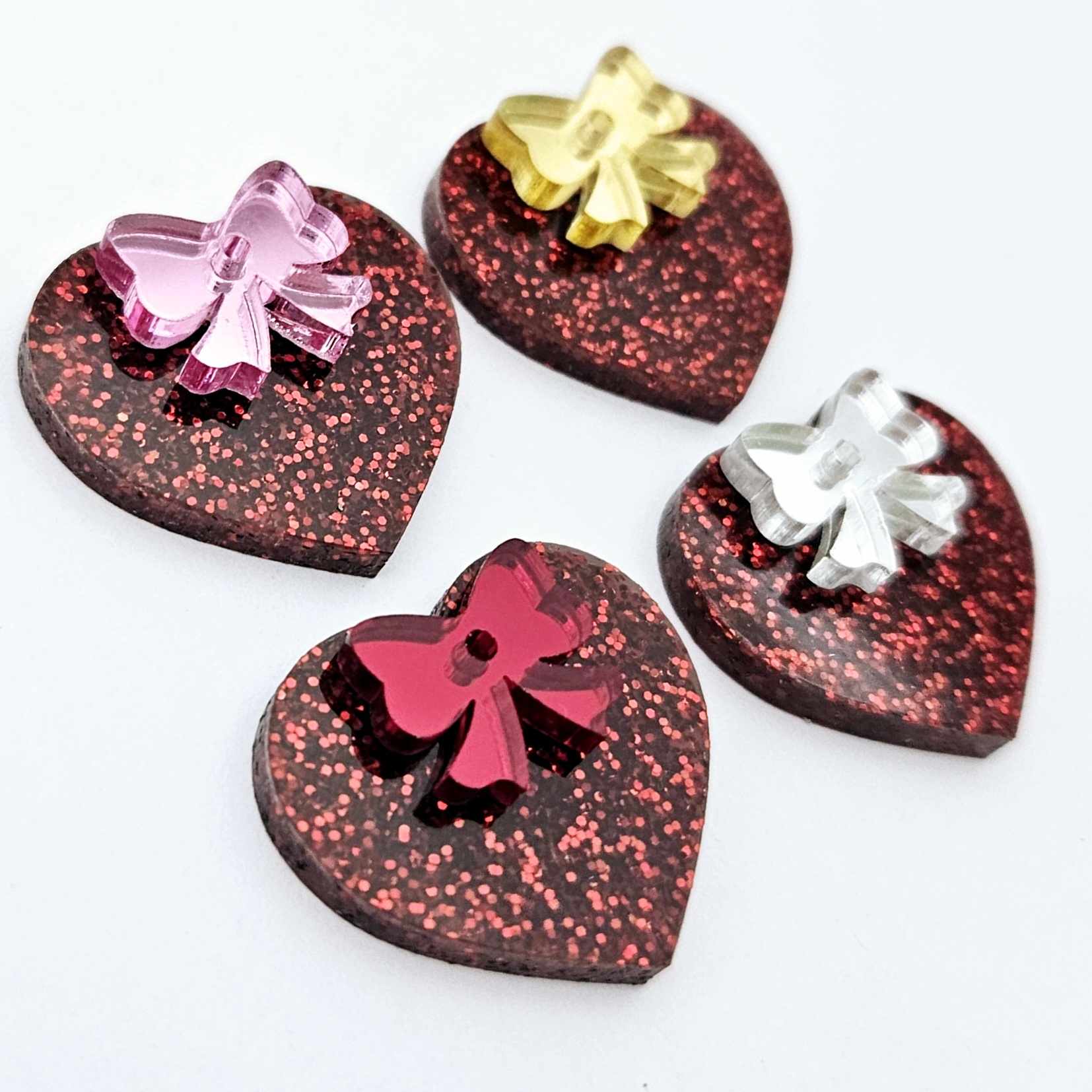 25mm red glitter hearts DIY earring supplies laser cut acrylic dangles blanks Valentine's Day
