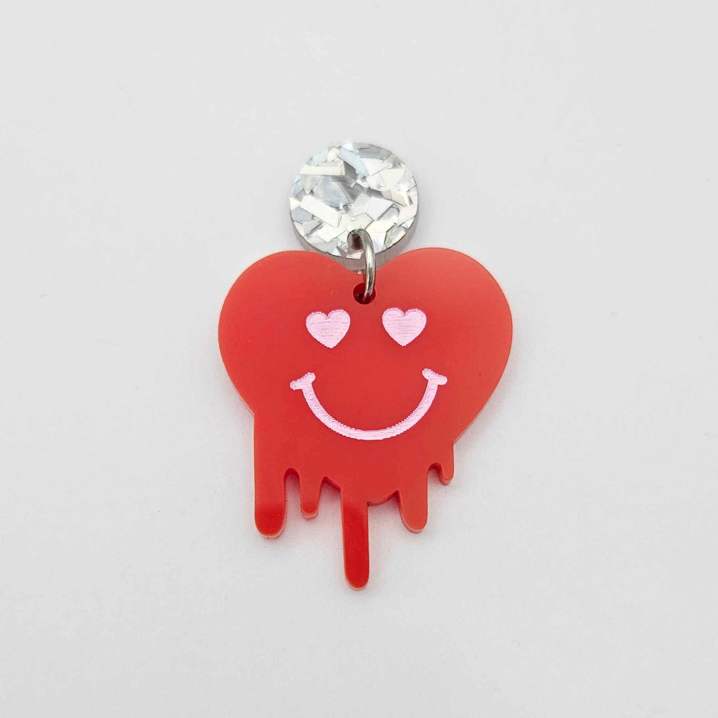 35mm solid red acrylic melting hearts DIY earring supplies blanks laser cut engraved paint fill Valentine's Day