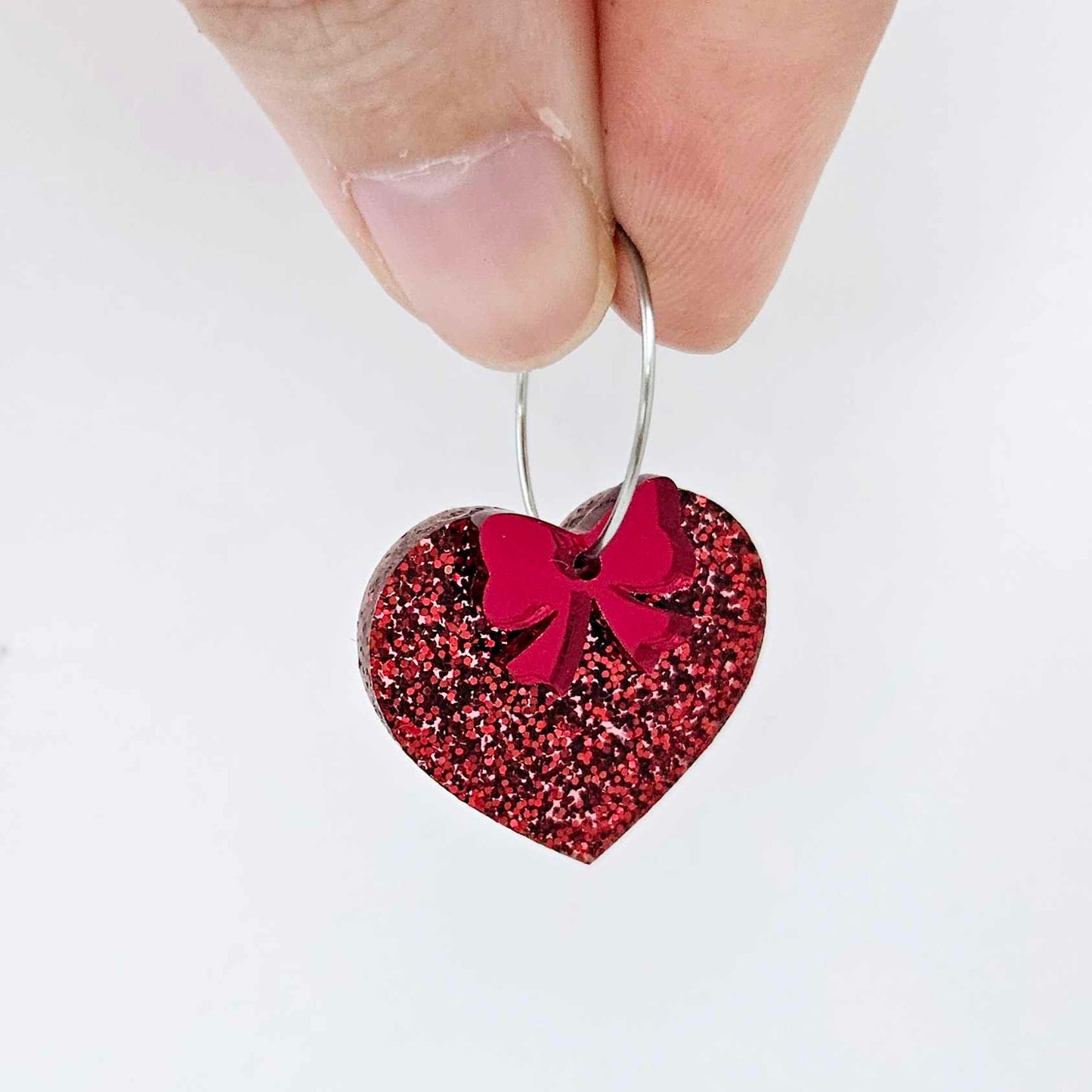 25mm red glitter hearts DIY earring supplies laser cut acrylic dangles blanks Valentine's Day