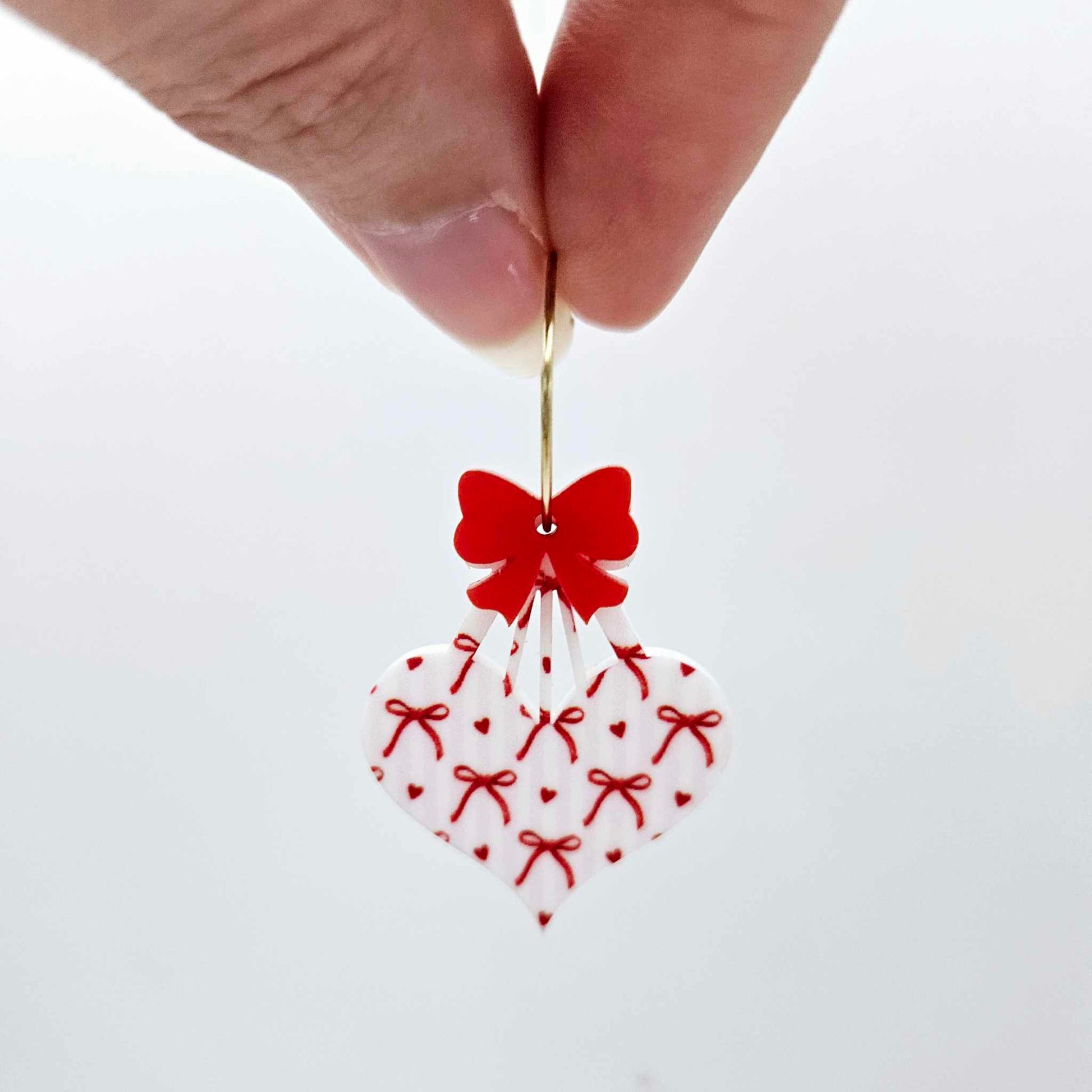 solid red bows ribbon Christmas Valentine's Day DIY earring supplies laser cut acrylic dangles blanks accompaniments