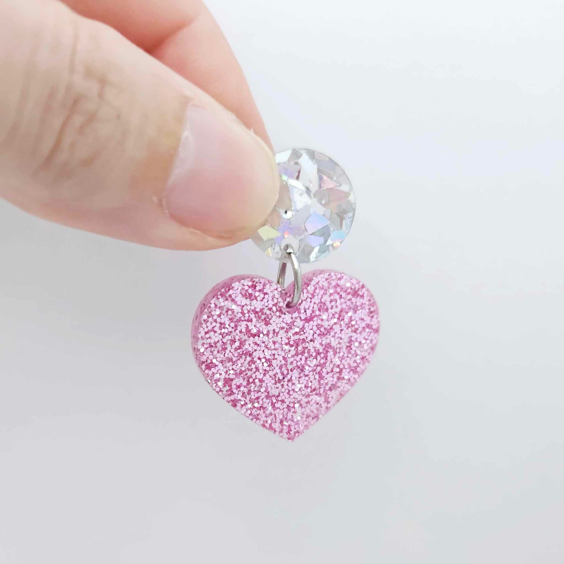 25mm pink glitter hearts DIY earring supplies laser cut acrylic dangles blanks Valentine's Day