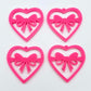 35mm hot pink heart bows DIY earring supplies laser cut acrylic dangles blanks Valentine's Day