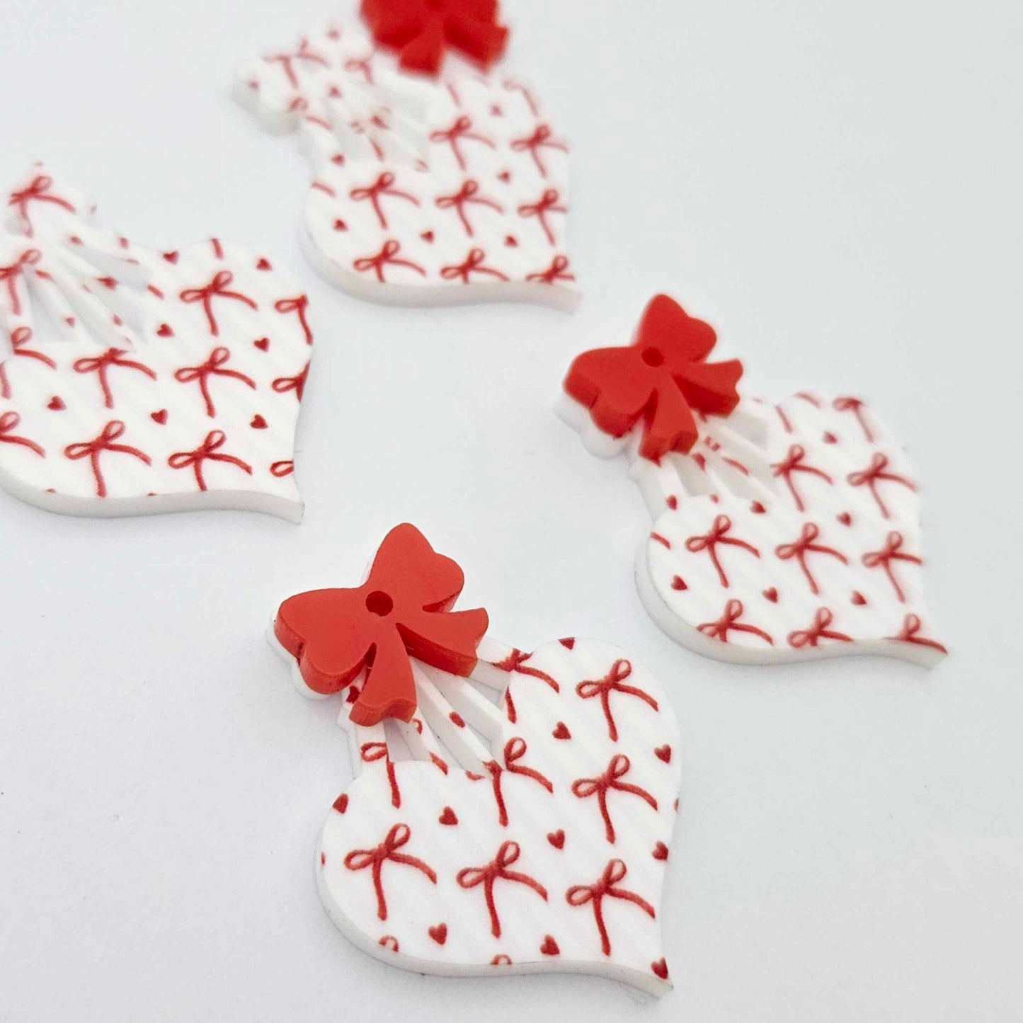 35mm cotton candy bows UV printed hearts DIY earring supplies laser cut acrylic dangles blanks Valentine's Day