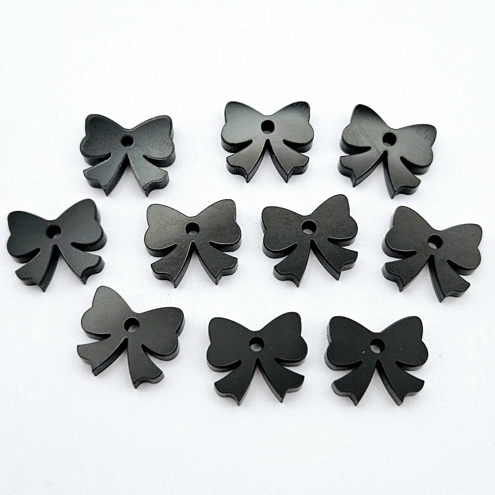 13mm glossy black bows ribbon Christmas Valentine's Day DIY earring supplies laser cut acrylic dangles blanks accompaniments