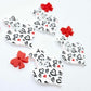 35mm black and red hearts UV printed hearts bows ribbon DIY earring supplies laser cut acrylic dangles blanks Valentine's Day