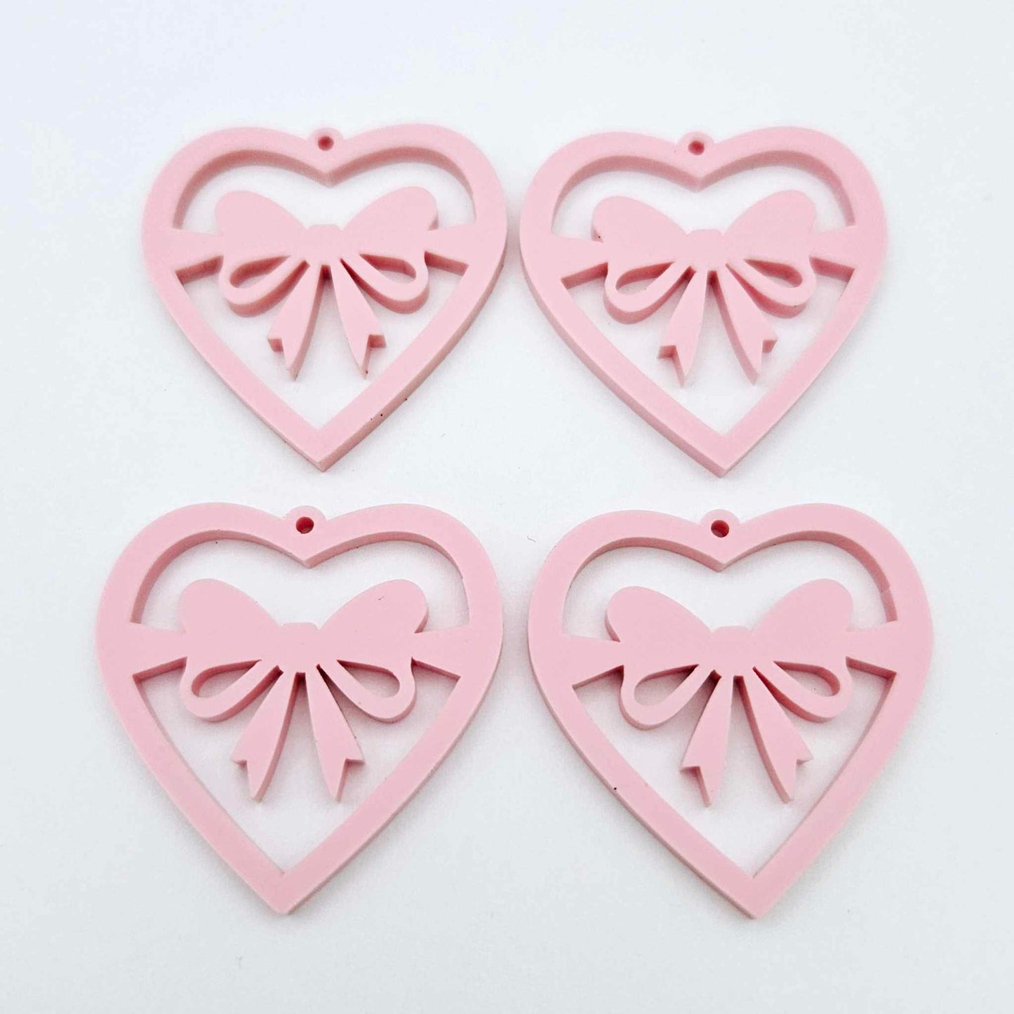 35mm pastel pink heart bows DIY earring supplies laser cut acrylic dangles blanks Valentine's Day