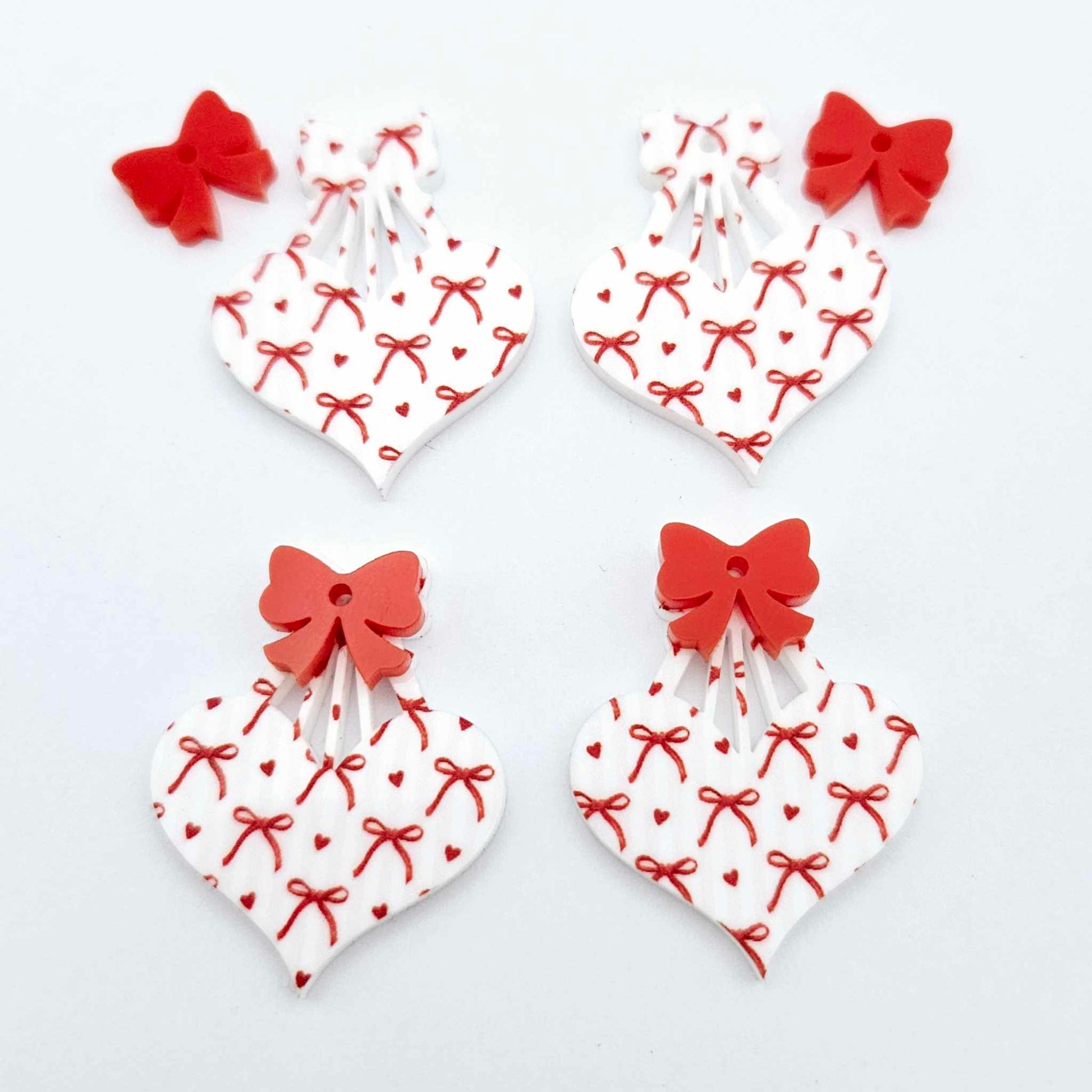 35mm cotton candy bows UV printed hearts DIY earring supplies laser cut acrylic dangles blanks Valentine's Day