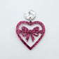 35mm hot pink glitter heart bows DIY earring supplies laser cut acrylic dangles blanks Valentine's Day
