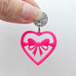 35mm hot pink heart bows DIY earring supplies laser cut acrylic dangles blanks Valentine's Day