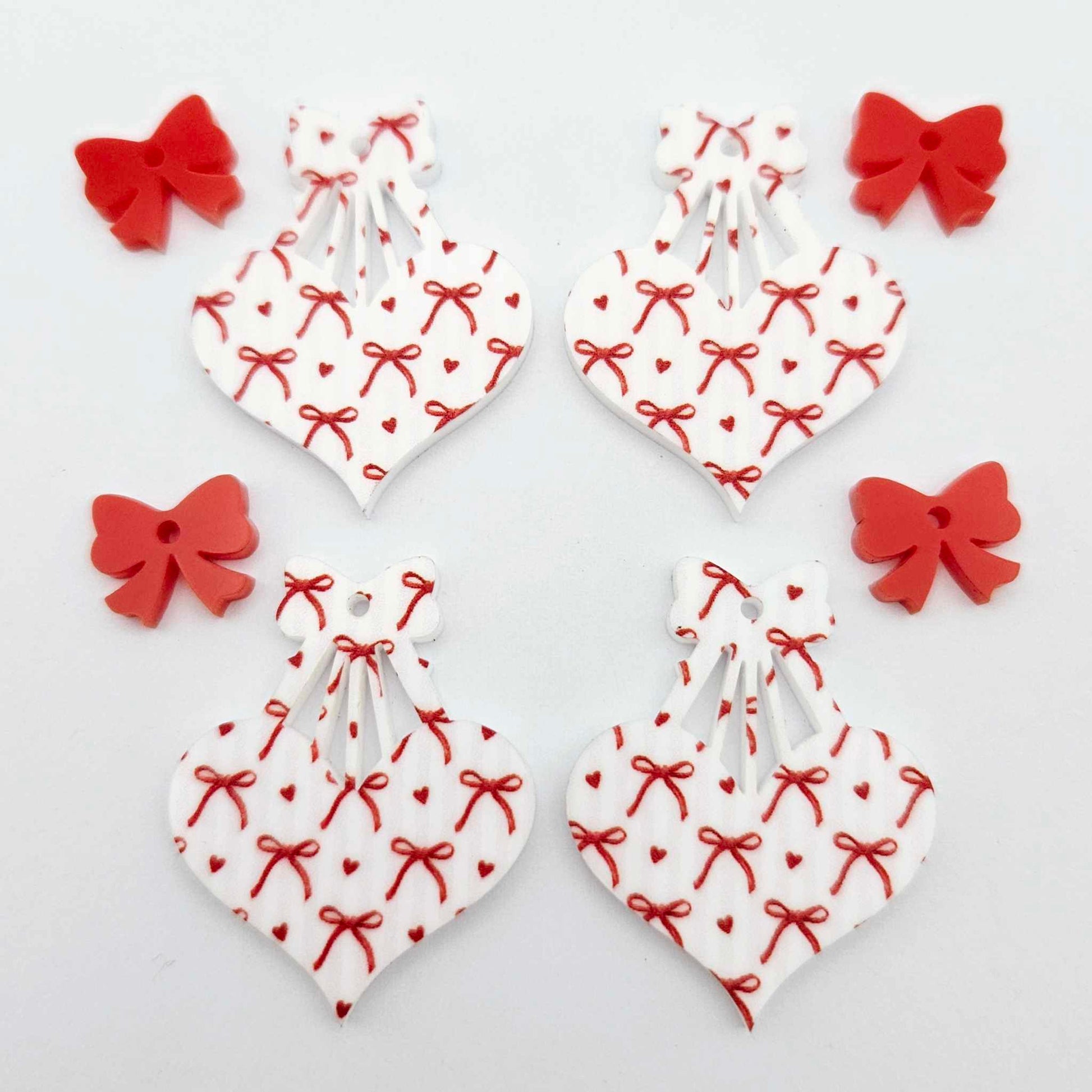35mm cotton candy bows UV printed hearts DIY earring supplies laser cut acrylic dangles blanks Valentine's Day