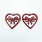 35mm red glitter heart bows DIY earring supplies laser cut acrylic dangles blanks Valentine's Day