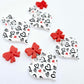 35mm black and red hearts UV printed hearts bows ribbon DIY earring supplies laser cut acrylic dangles blanks Valentine's Day