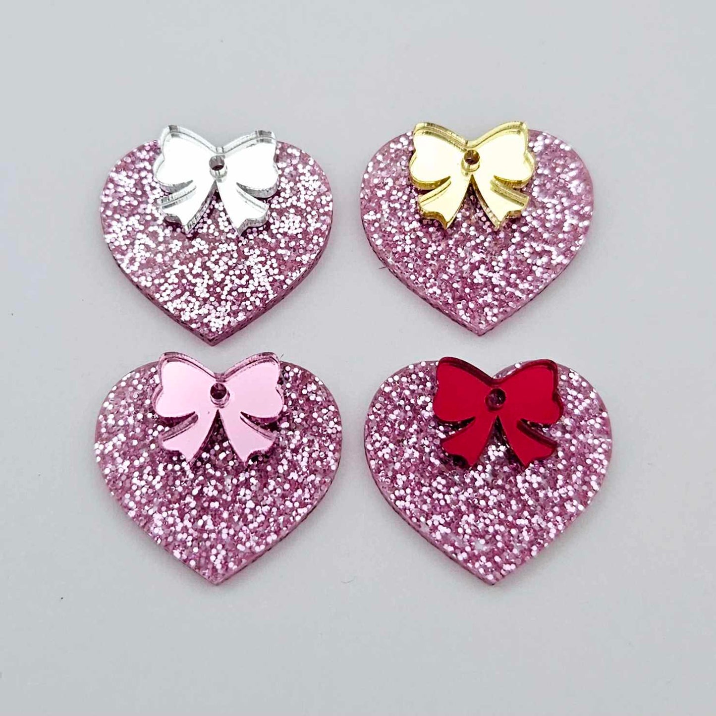 25mm pink glitter hearts DIY earring supplies laser cut acrylic dangles blanks Valentine's Day