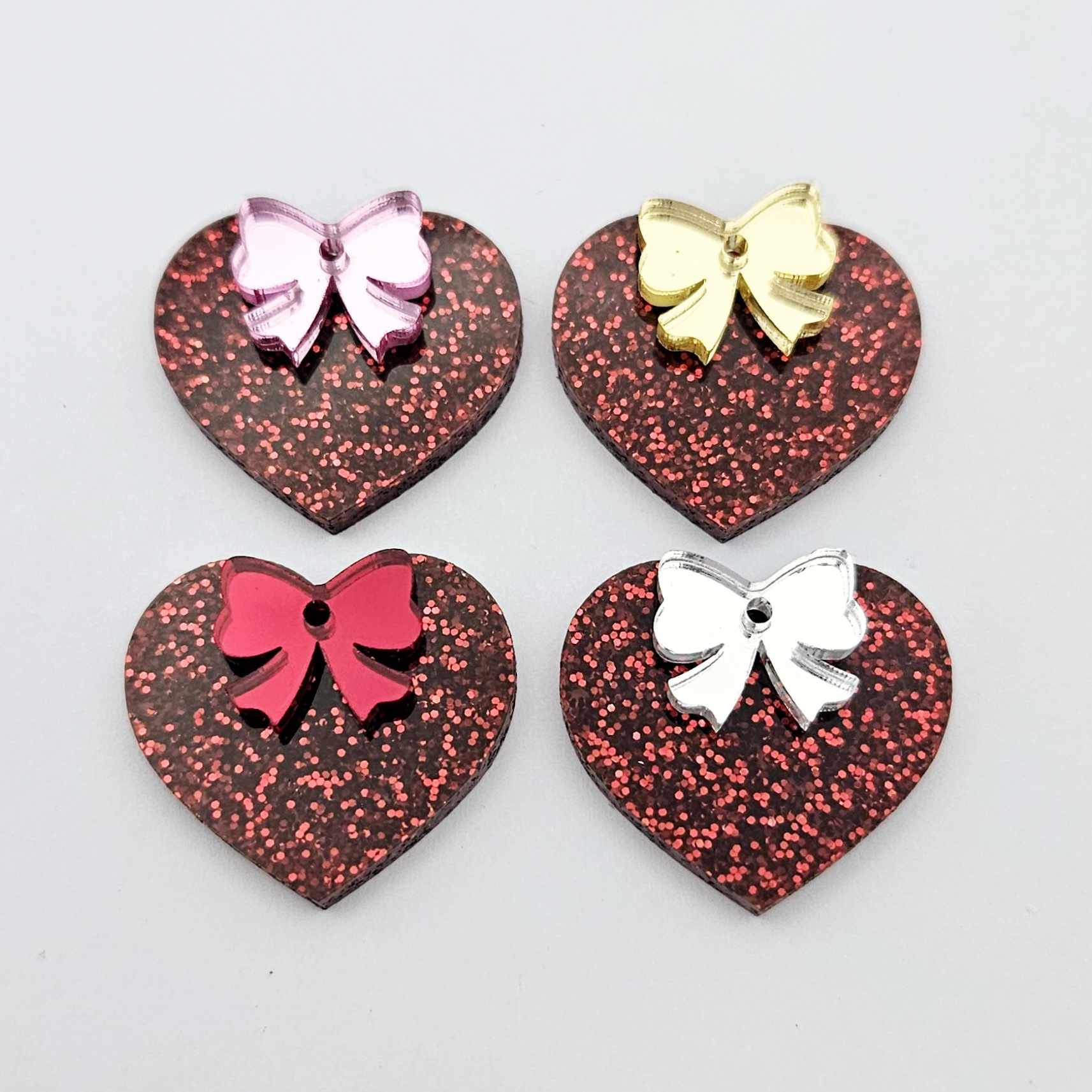 25mm red glitter hearts DIY earring supplies laser cut acrylic dangles blanks Valentine's Day