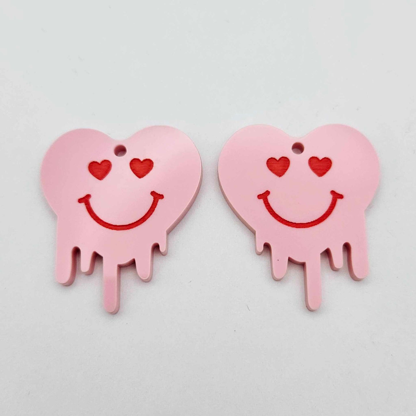35mm pastel pink acrylic melting hearts DIY earring supplies blanks laser cut engraved paint fill Valentine's Day