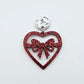 35mm red glitter heart bows DIY earring supplies laser cut acrylic dangles blanks Valentine's Day