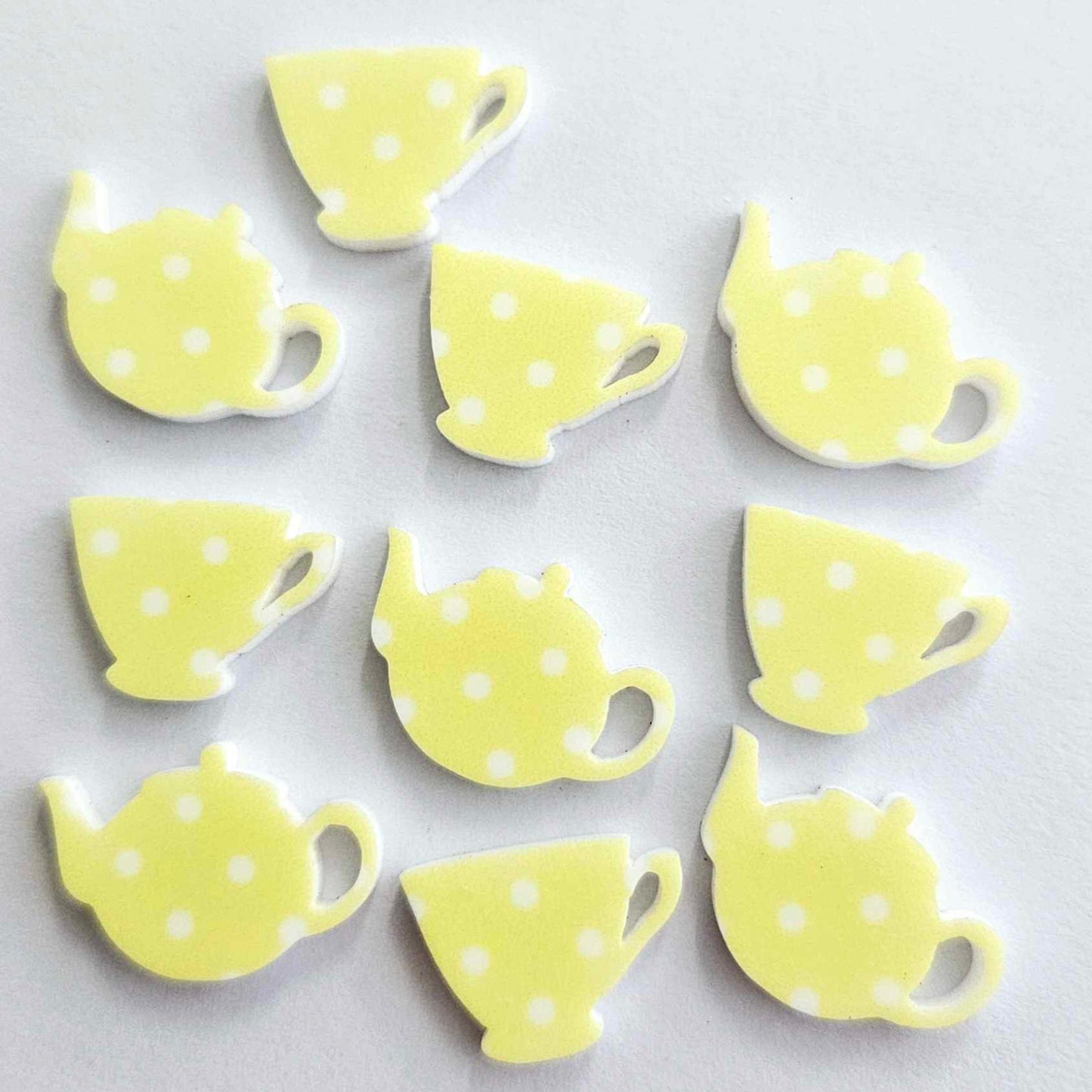 20mm YELLOW POLKA DOT Acrylic TEAPOT & TEACUP