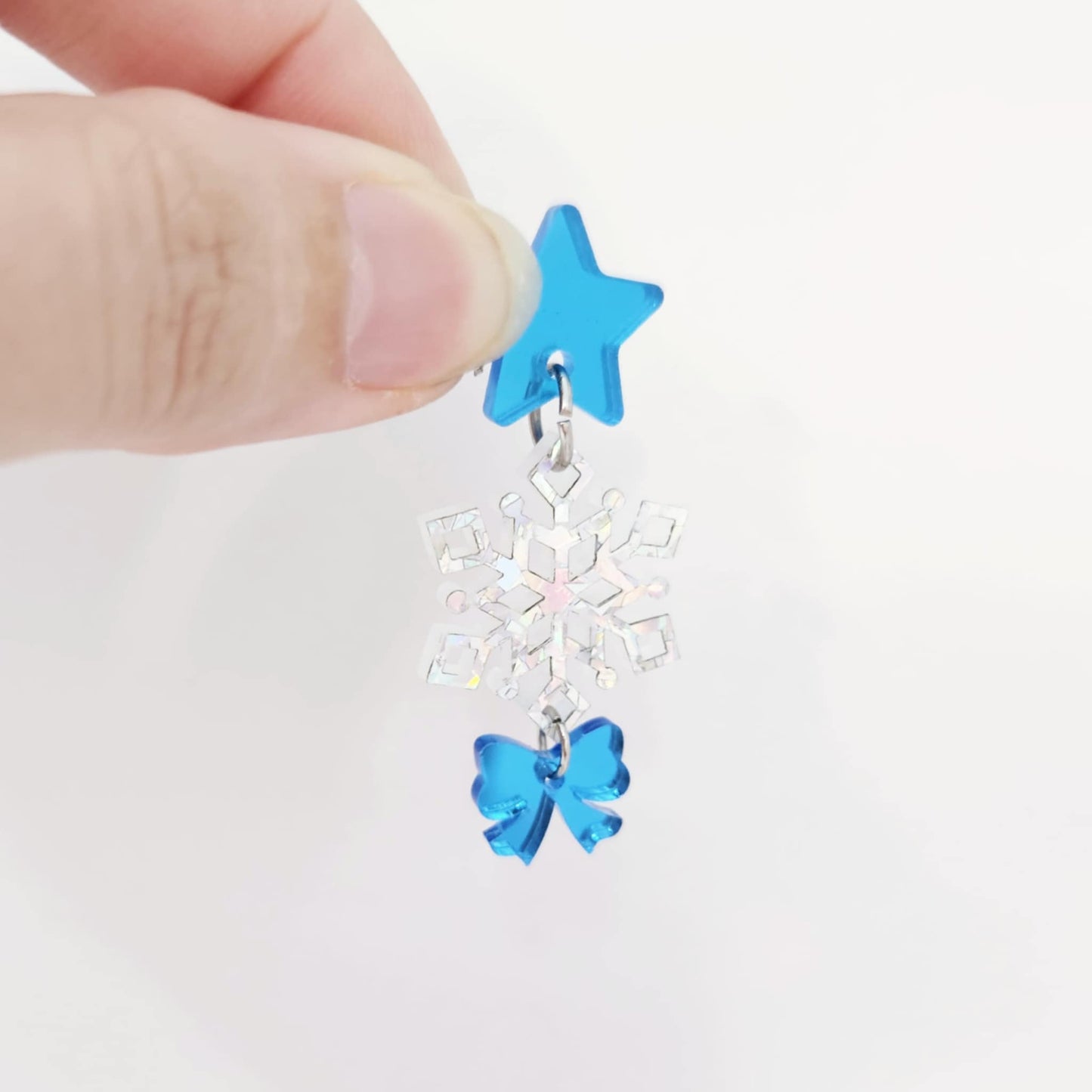 blue mirror bows ribbon Christmas DIY earring supplies laser cut acrylic dangles blanks accompaniments